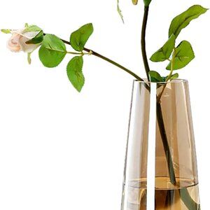 Modern Glass Vase Irised Crystal Clear Glass Vase for Home Office Decor Crystal